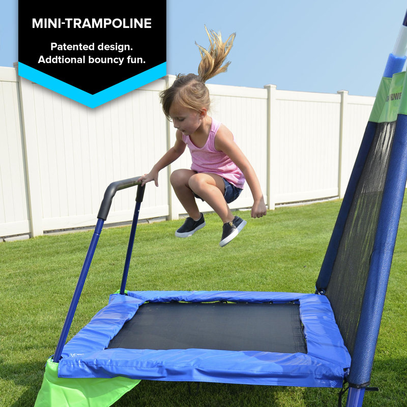 Sportspower Mountain View Metal Swing Set with Glide Ride Saucer Trampoline and Lifetime Warranty Reviews Wayfair